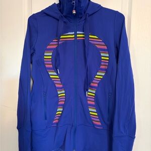 Lululemon Athletica Define Blue Jacket with Multicolor Stripes Size 8